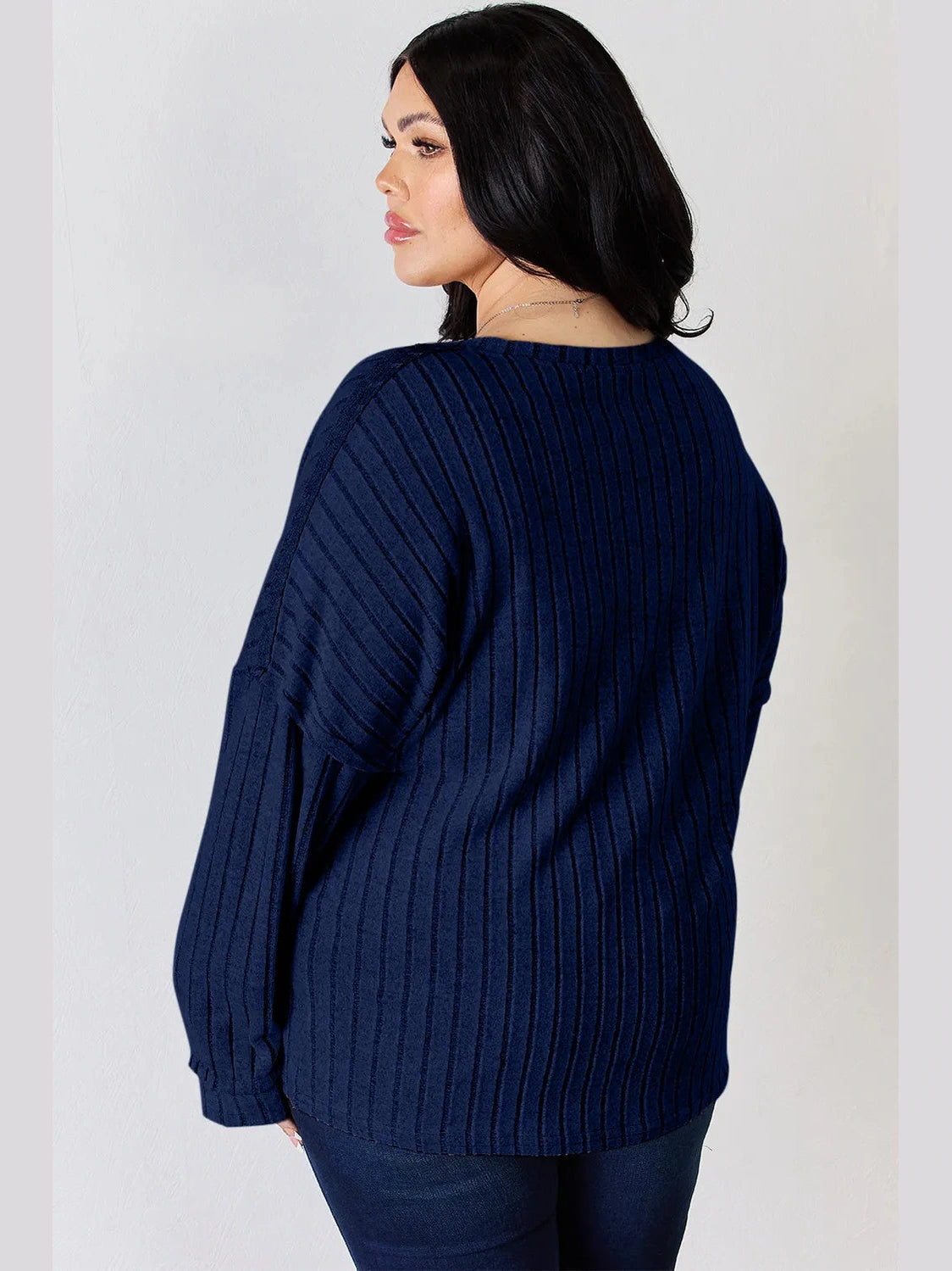 Basic Bae Full Size Ribbed Half Button Long Sleeve T-Shirt nicholesgifts