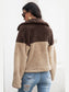 Two-Tone Collared Neck Fuzzy Jacket nicholesgifts