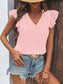Women Textured V-Neck Cap Sleeve Blouse nicholesgifts