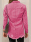 Distressed Raw Hem Snap Down Denim Jacket nicholesgifts