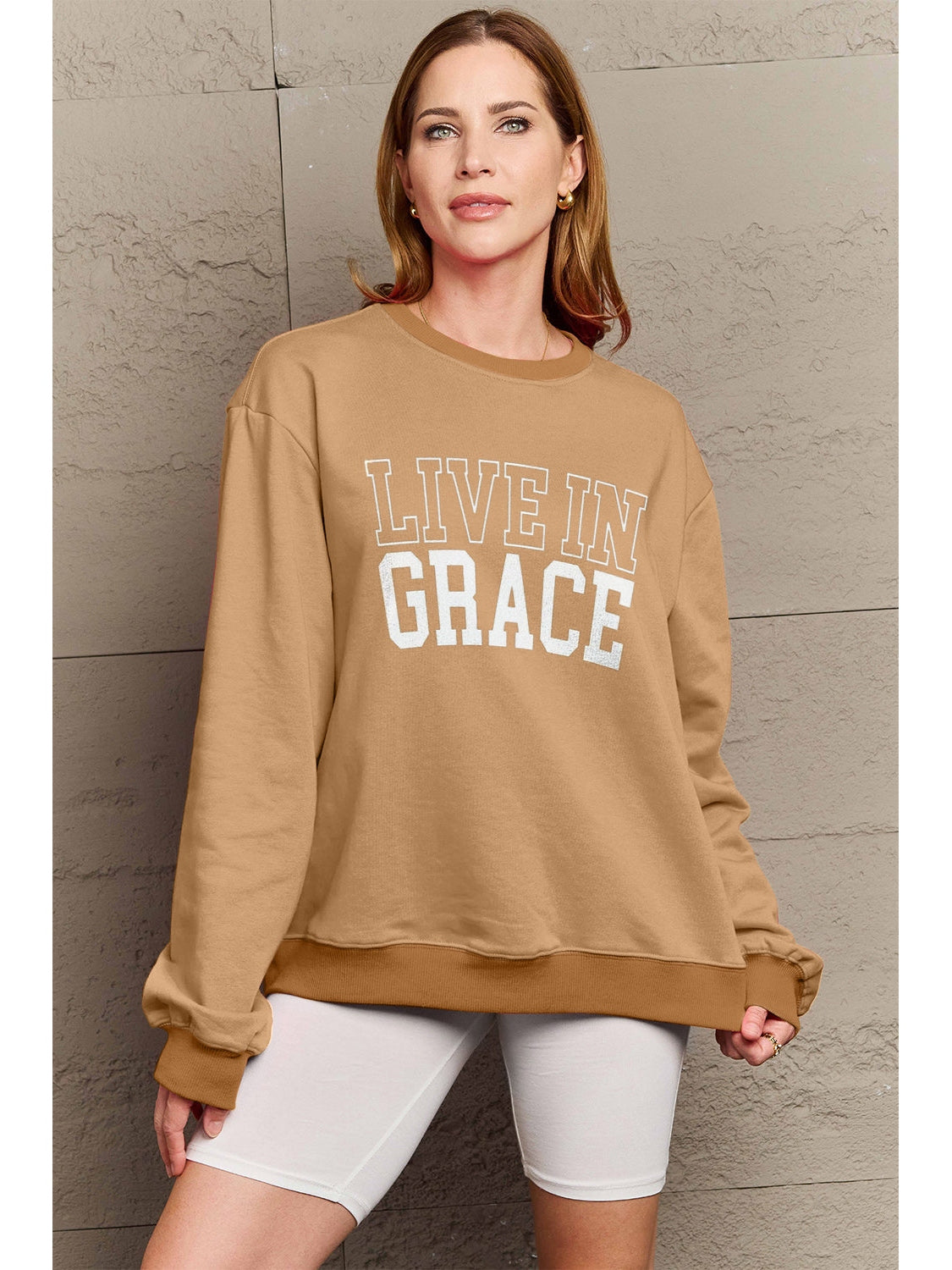 Simply Love Full Size LIVE IN GRACE Graphic Sweatshirt nicholesgifts