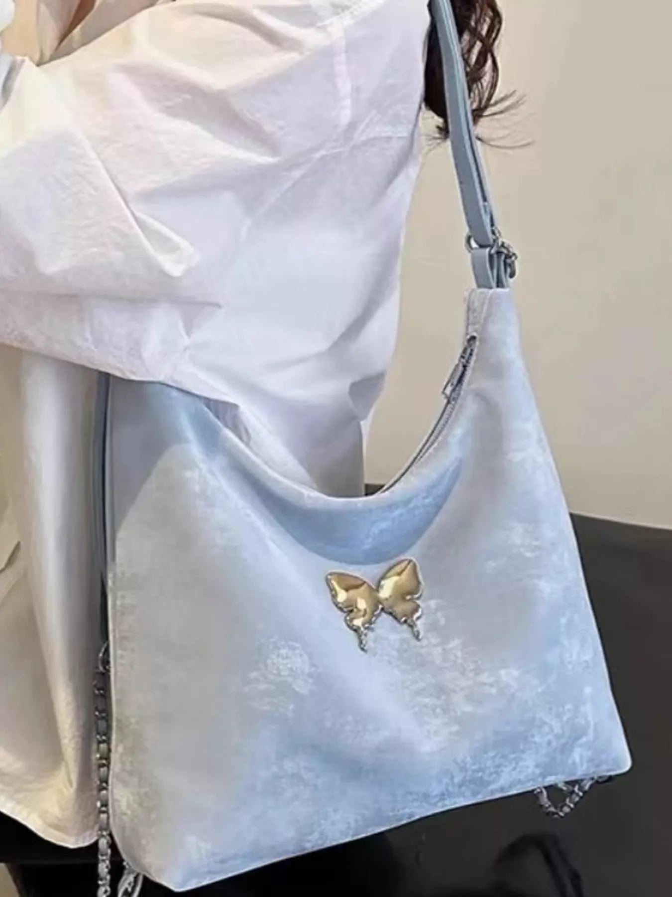 Butterfly Decor Convertible Shoulder Bag nicholesgifts