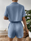 Ivy Lane Contrast Lapel Collar Cropped Shirt and Shorts Lounge Set nicholesgifts