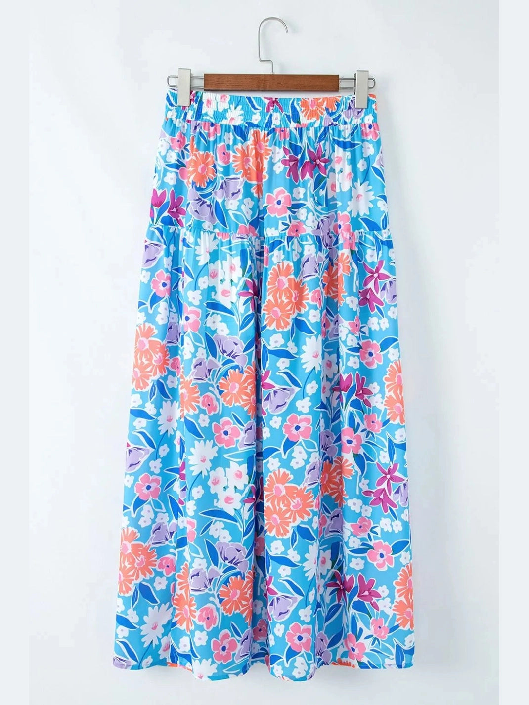 Floral Printed High Waist Split Skirt nicholesgifts