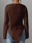 Cowl Neck Ribbed Knit T-Shirt nicholesgifts