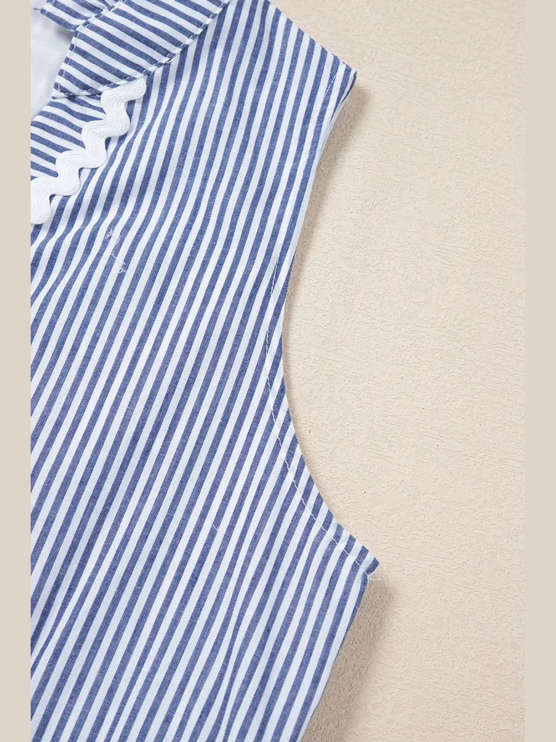 Stripe Sleeveless Notched Ric Rac Mini Dress NicholesGifts