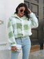 Women Plaid Dropped Shoulder Buttoned Jacket nicholesgifts