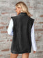 Raw Hem Sleeveless Button Up Denim Jacket nicholesgifts