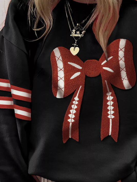 Bow Front Dropped Shoulder Sweatshirt nicholesgifts