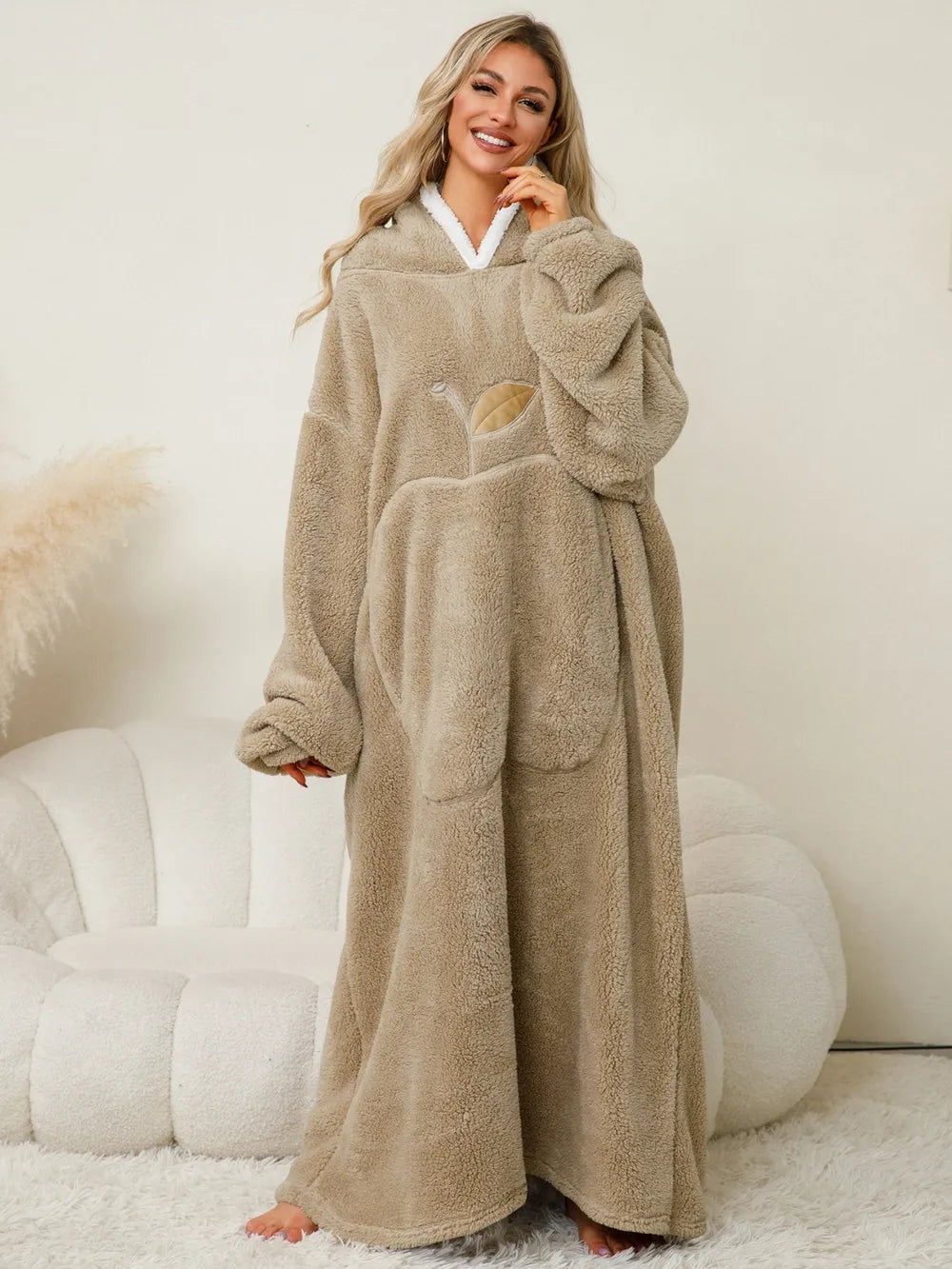 Pocketed Contrast Long Sleeve Hooded Lounge Dress nicholesgifts