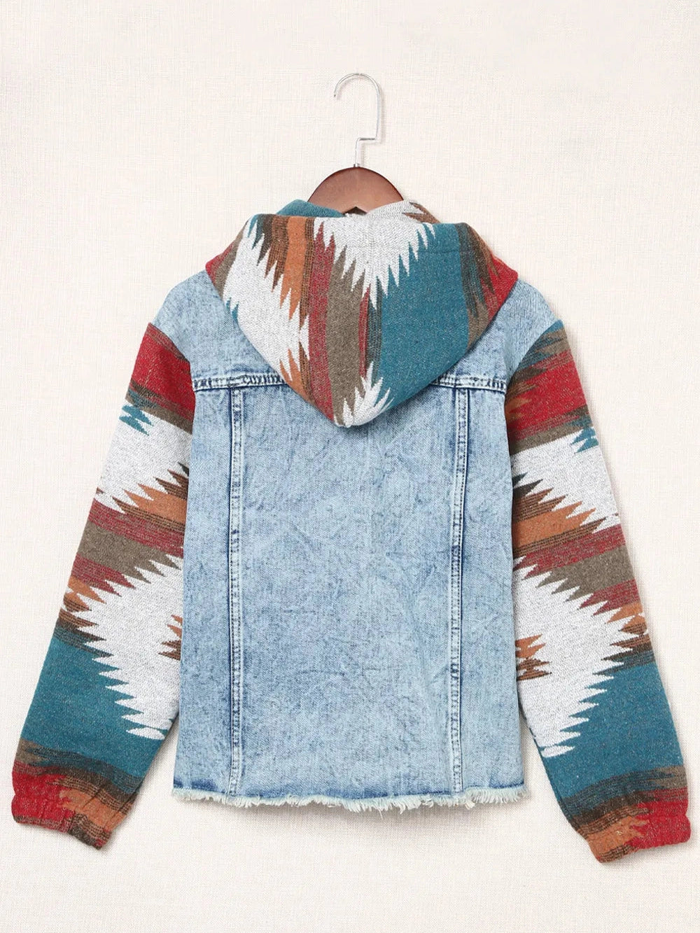 Drawstring Hooded Pocketed Denim Jacket nicholesgifts