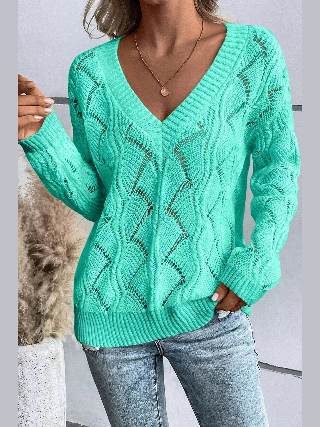 Elegant Texture V-Neck Knit Top nicholesgifts