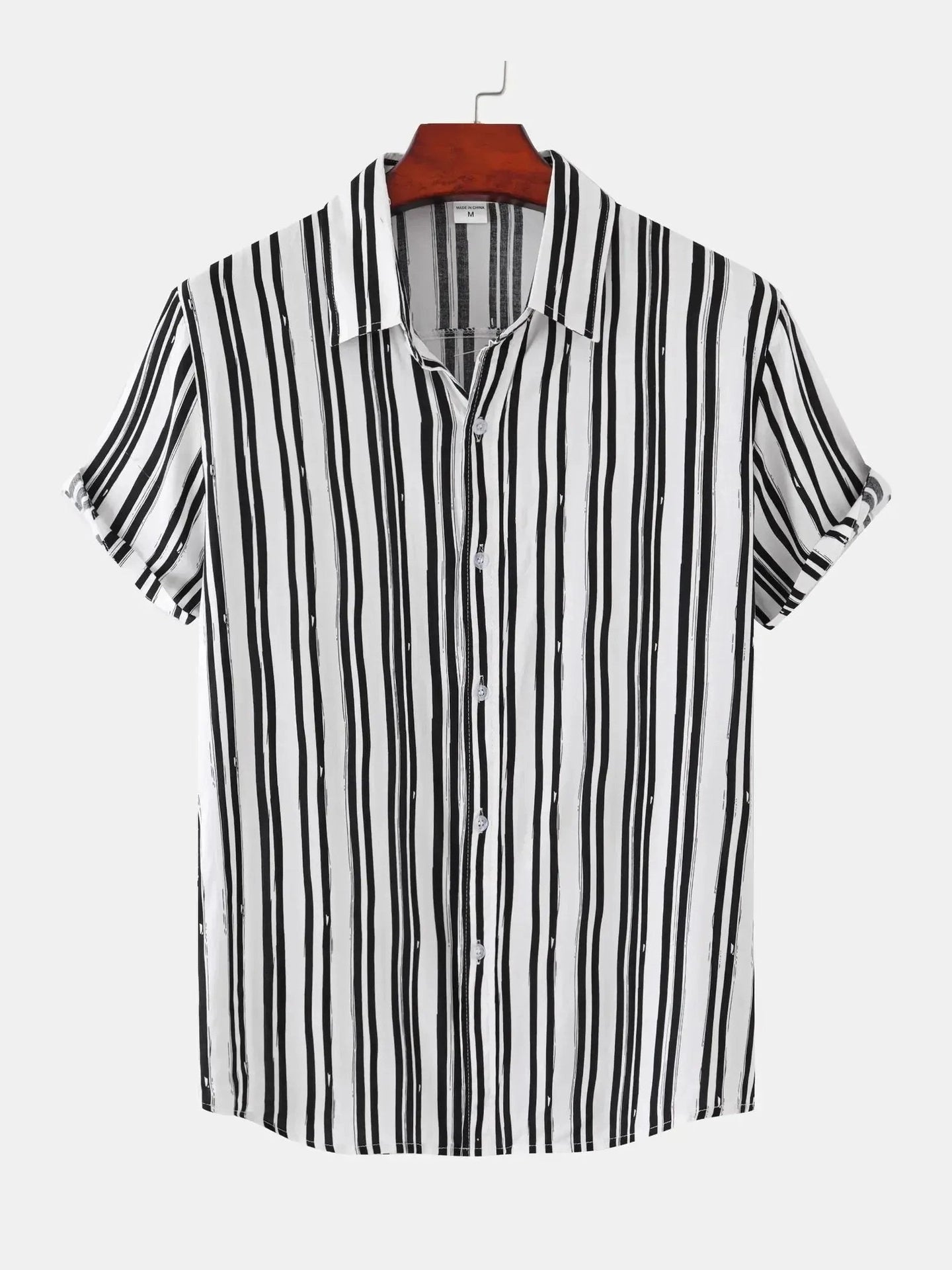Men's Plus Size Striped Short Sleeve Button-Down Shirt NicholesGifts