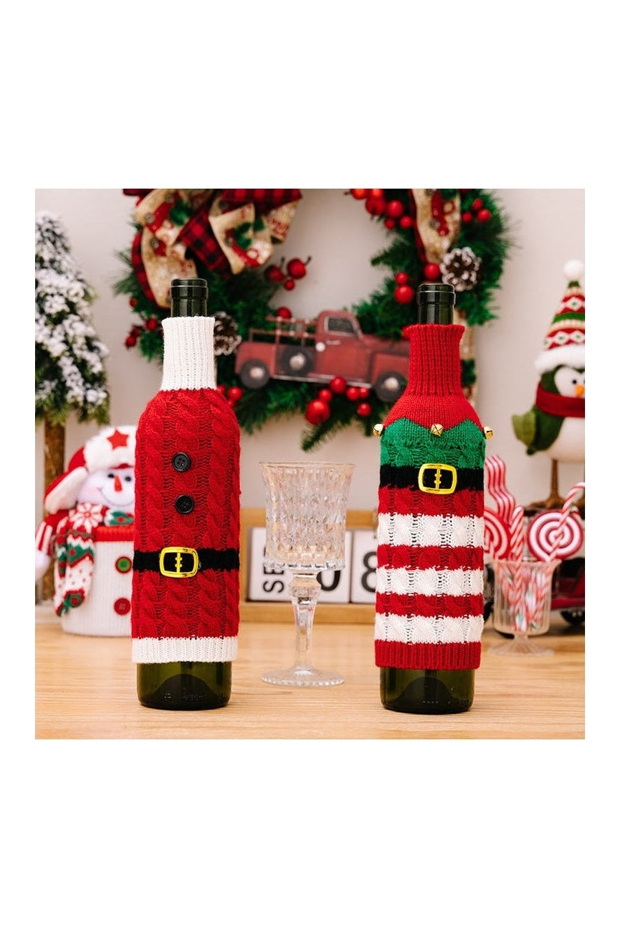 2-Piece Cable-Knit Wine Bottle Covers nicholesgifts