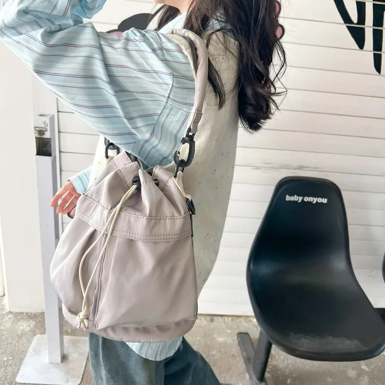 Drawstring Nylon Bucket Bag Trendsi
