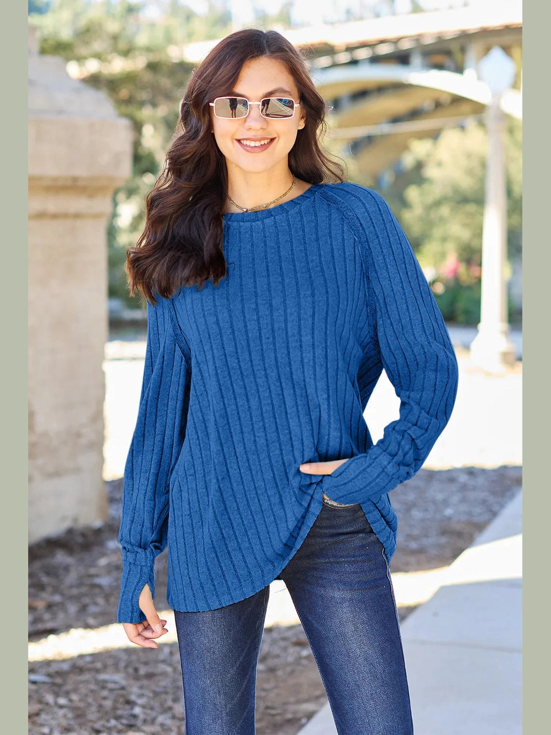 Basic Bae Full Size Ribbed Round Neck Long Sleeve Knit Top nicholesgifts