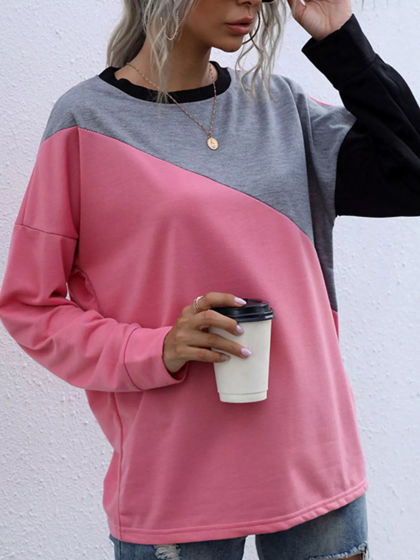 Color Block Casual Round Neck Sweatshirt nicholesgifts