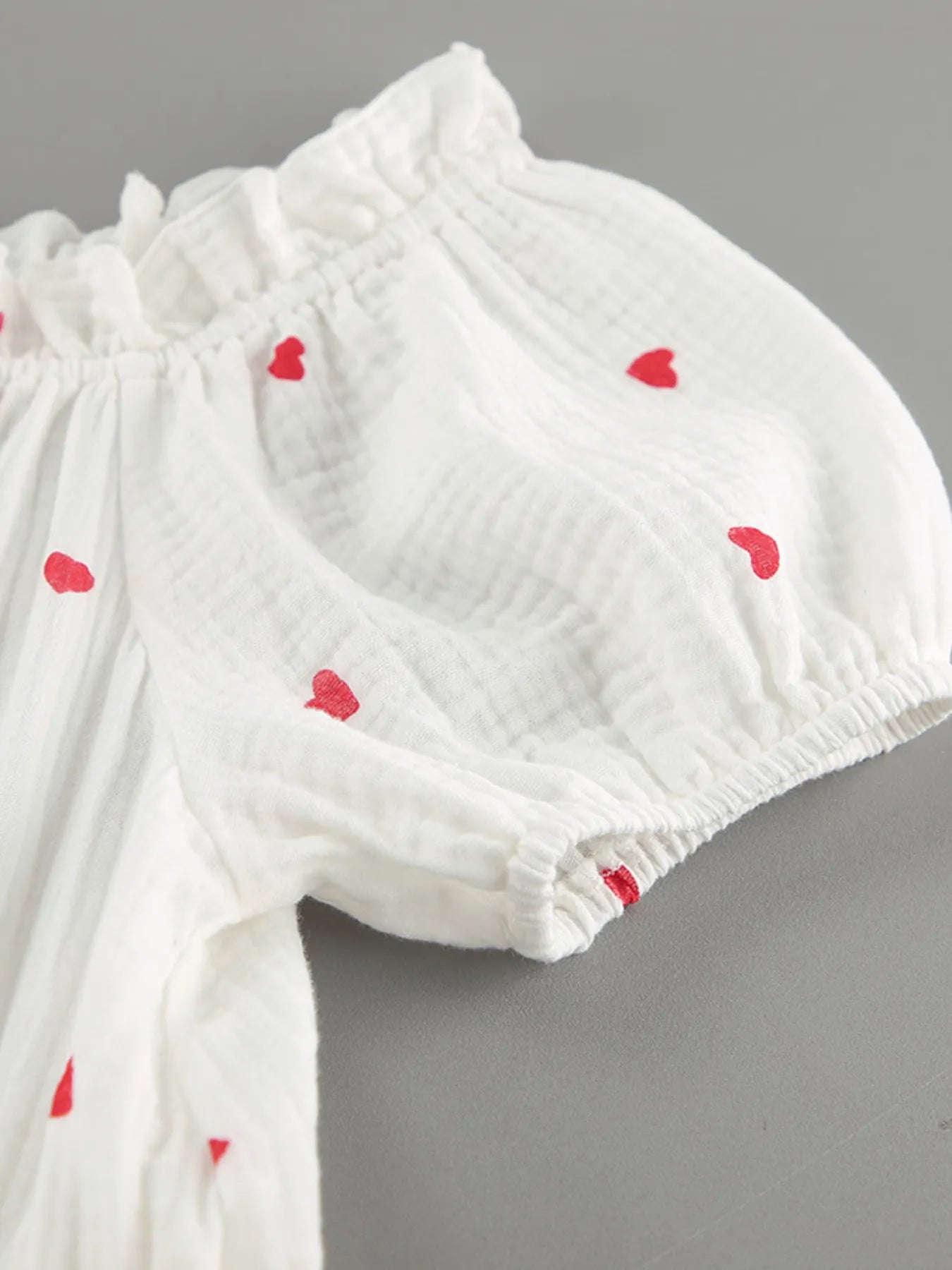 Heart Printed Off-Shoulder Ruffle Mini Dress NicholesGifts