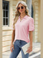 Women Eyelet Johnny Collar Puff Sleeve Blouse nicholesgifts