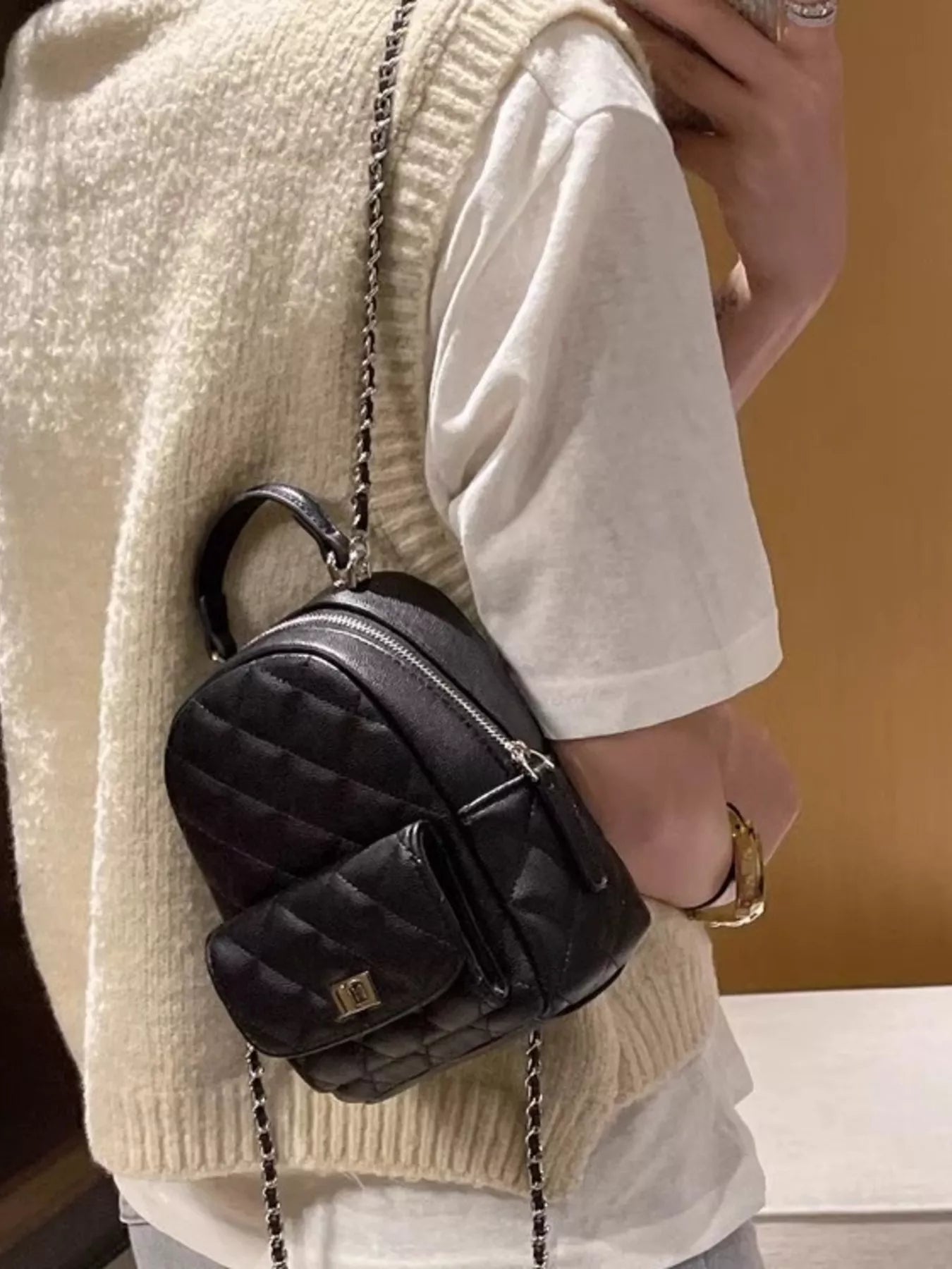 Quilted Mini Backpack Bag nicholesgifts