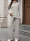 Ribbed Turtleneck Dropped Shoulder Top and Pants Sweater Set nicholesgifts