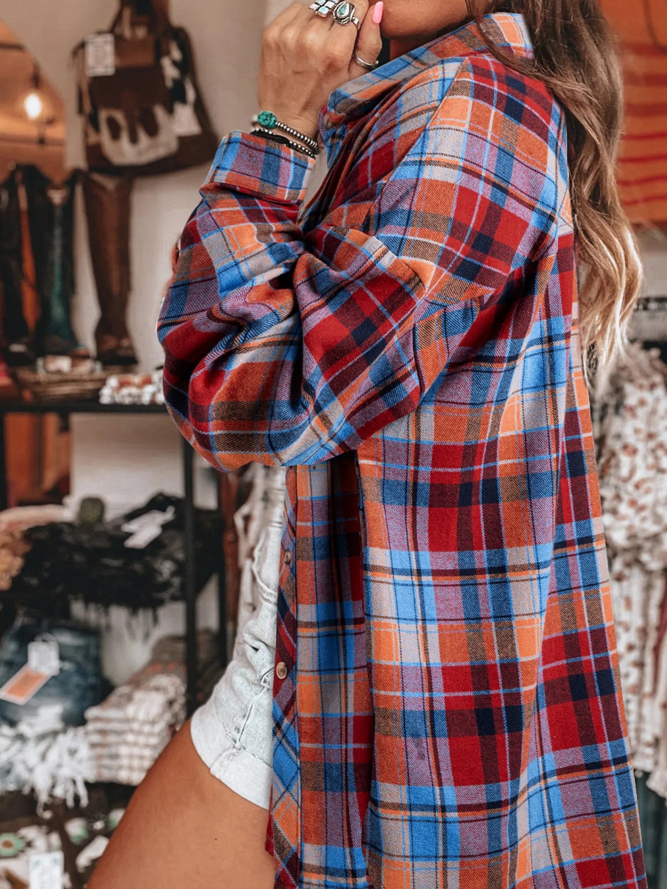 Plaid Button Up Long Sleeve Shirt Trendsi