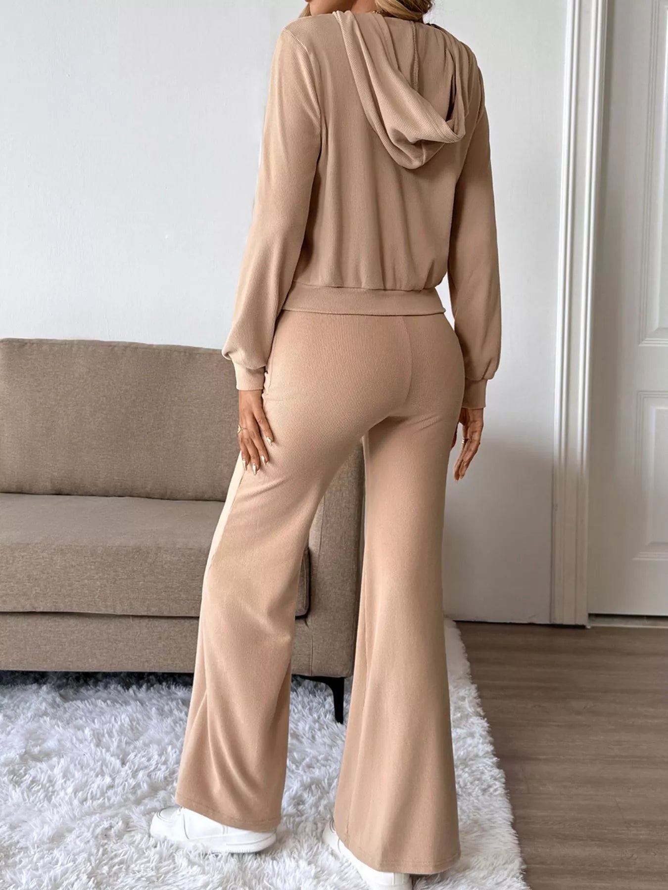 Long Sleeve Hoodie and Pants Set Trendsi