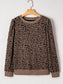 Ribbed Trim Leopard Print Long Sleeve Top nicholesgifts