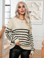 Striped Round Neck Cable-Knit Sweater nicholesgifts