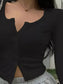 Ribbed Button-Down Long Sleeve T-Shirt nicholesgifts