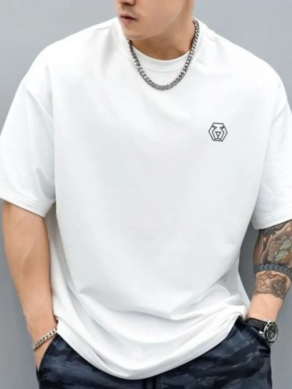 Men's Plus Size Round Neck Half Sleeve T-Shirt Trendsi