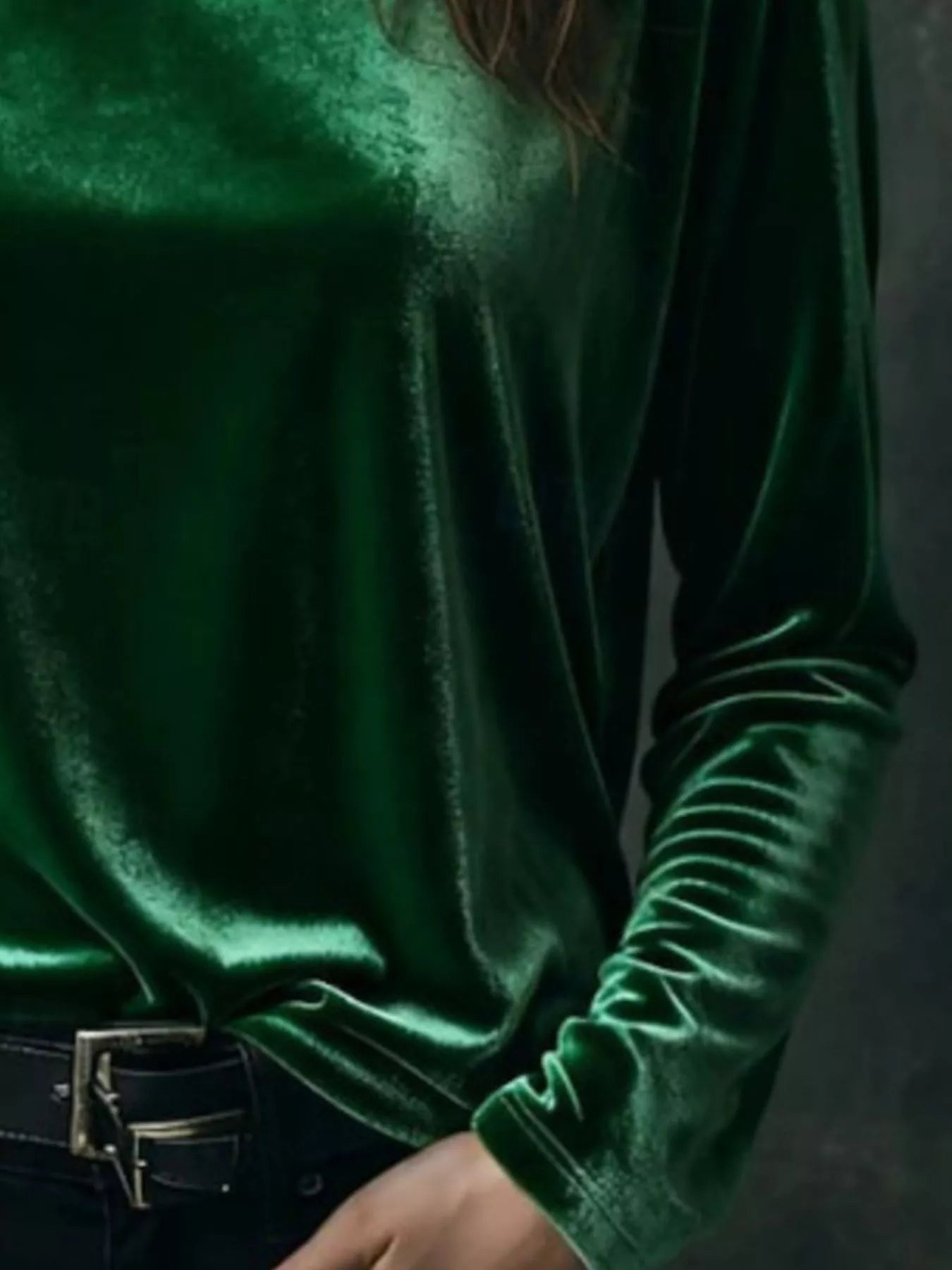Full Size Velvet Long Sleeve T-Shirt Plus Size nicholesgifts