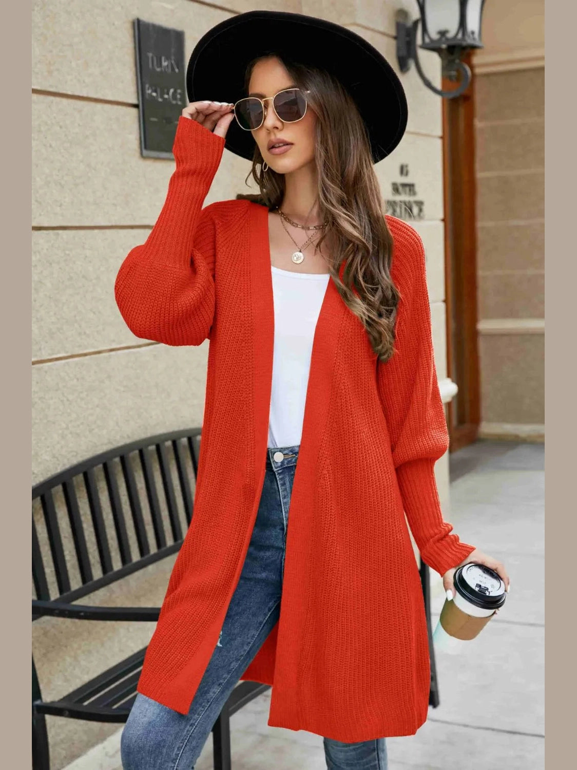 Open Front Lantern Sleeve Cardigan nicholesgifts