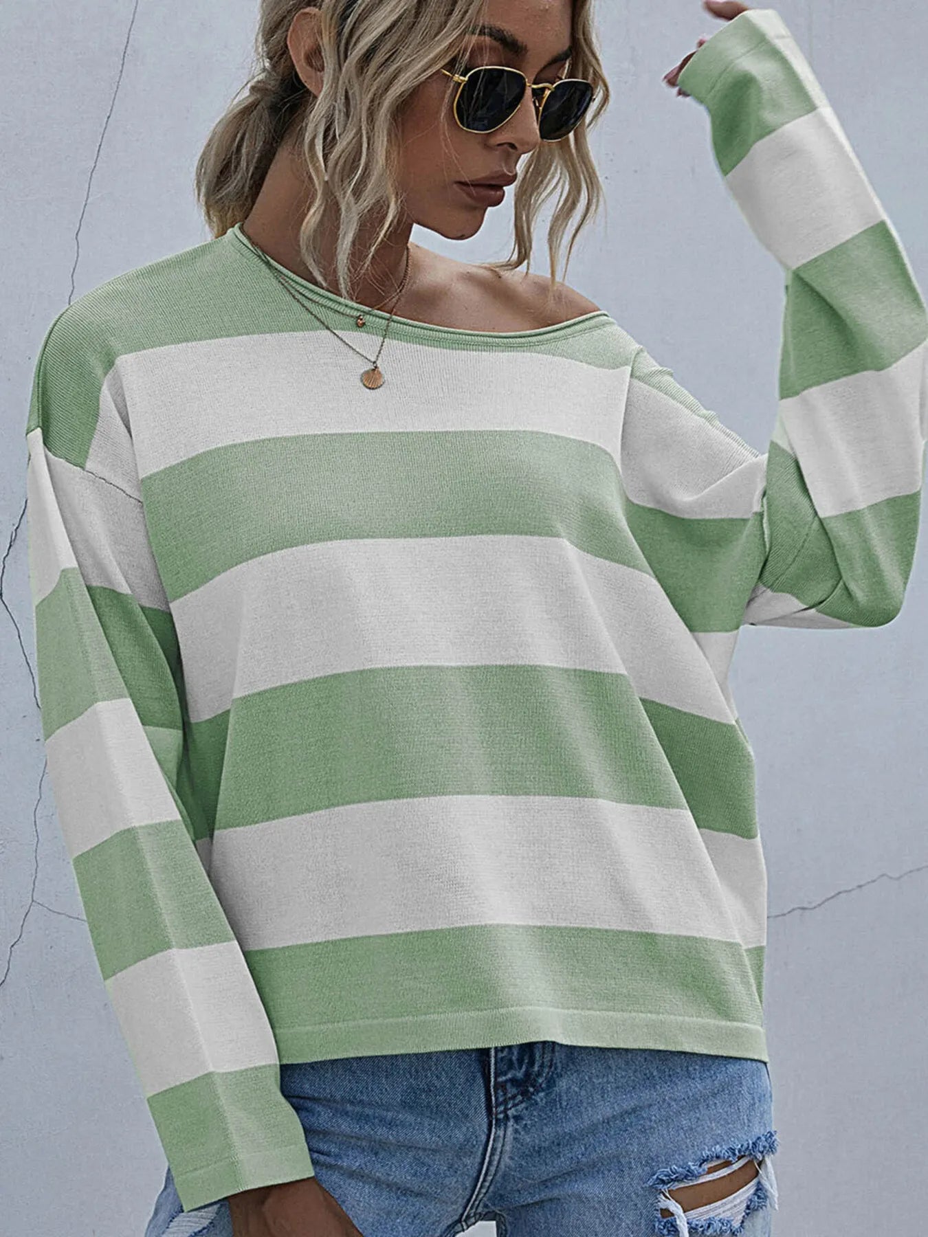 Striped Casual Long Sleeve Knit Top
