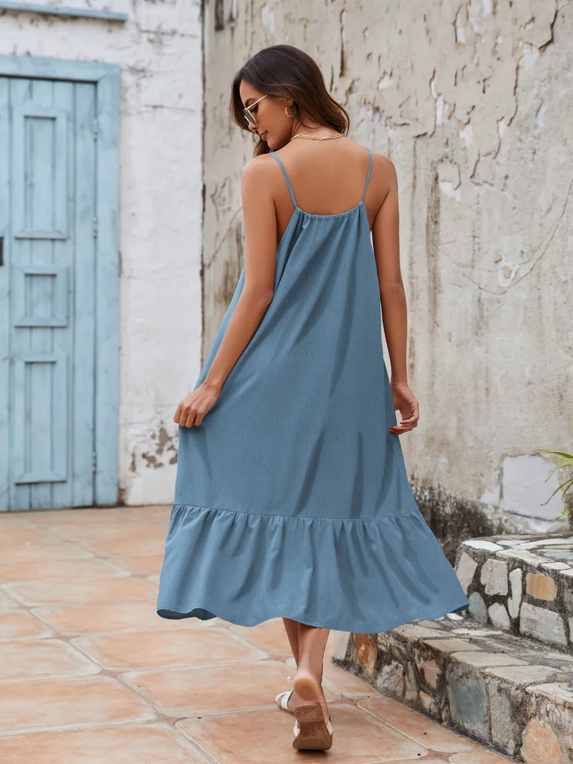 Ruffled Hem Midi Cami Dress NicholesGifts