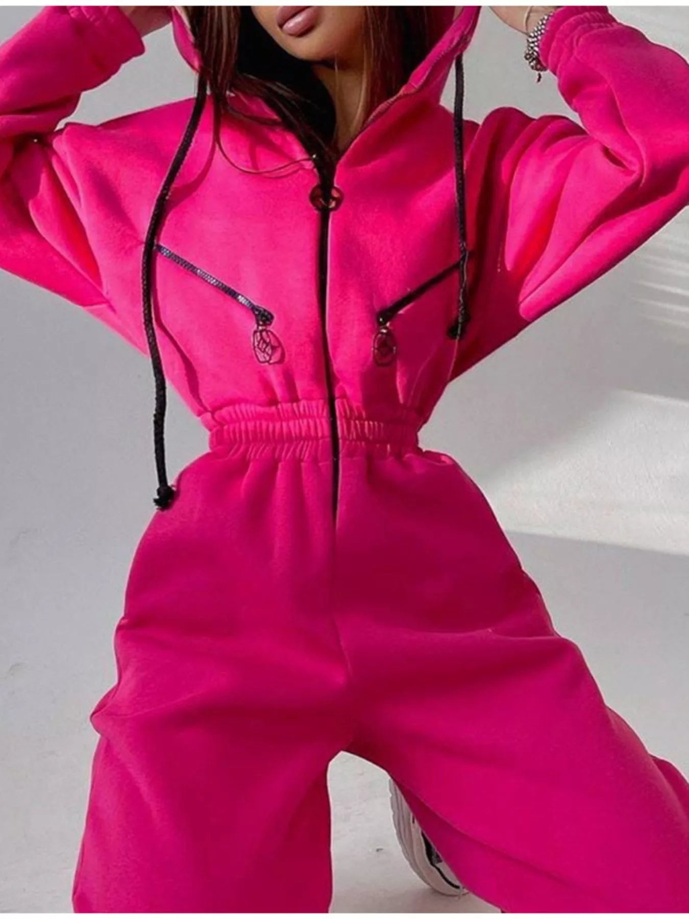 Hooded Zip-Up Long Sleeve Jumpsuit nicholesgifts