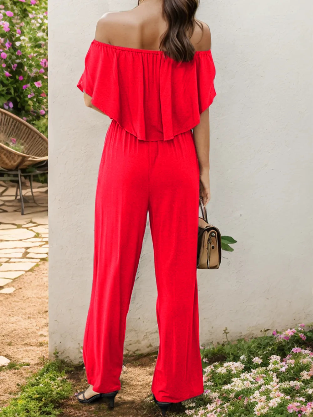 Off-Shoulder Wide Leg Jumpsuit nicholesgifts