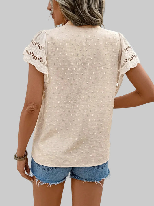 Swiss Dot Cutout Button Down Shirt nicholesgifts