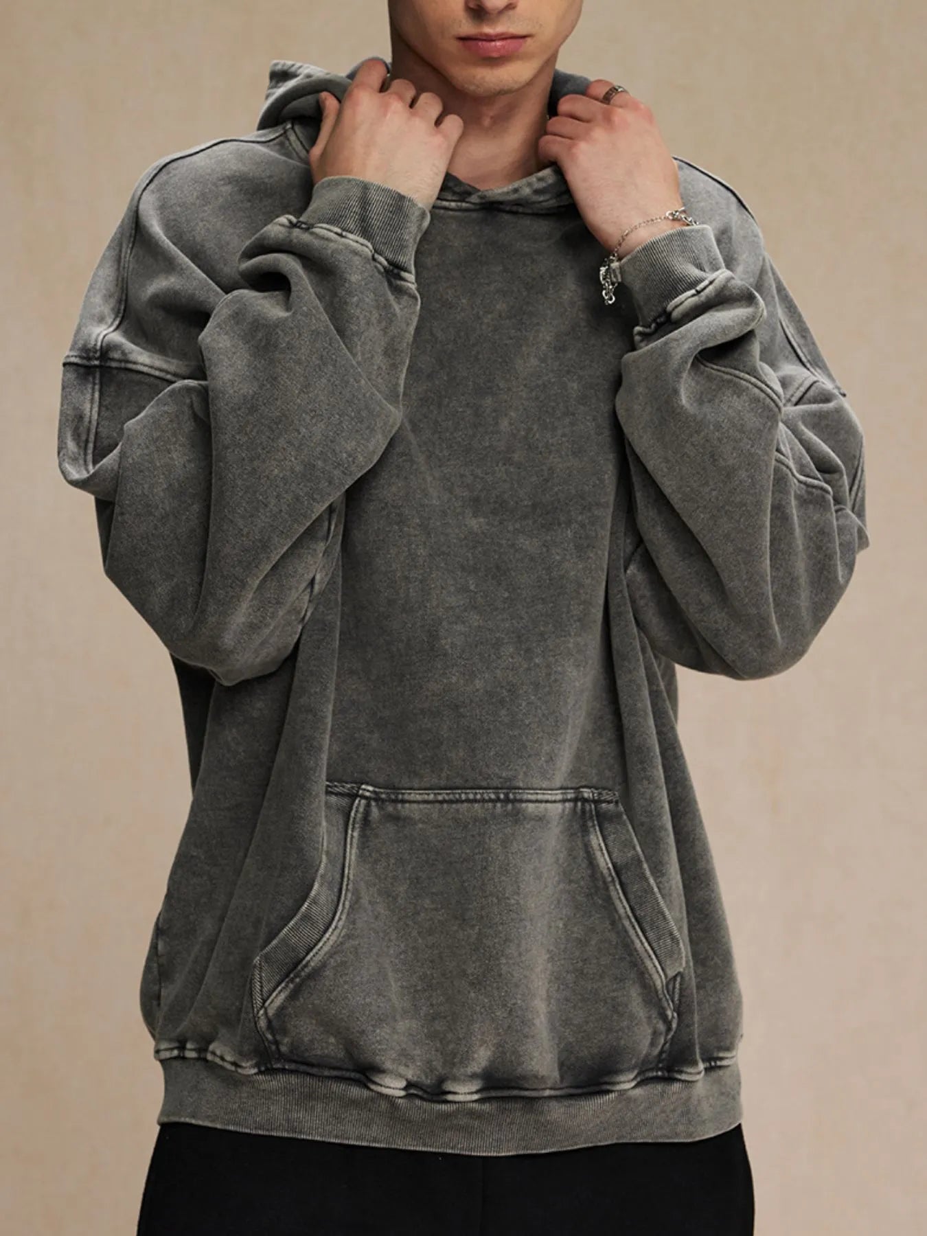 Men's Washed Oversized Long Sleeve Hoodie NicholesGifts