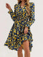 Floral Print Flounce Sleeve Ruffle Hem Dress nicholesgifts