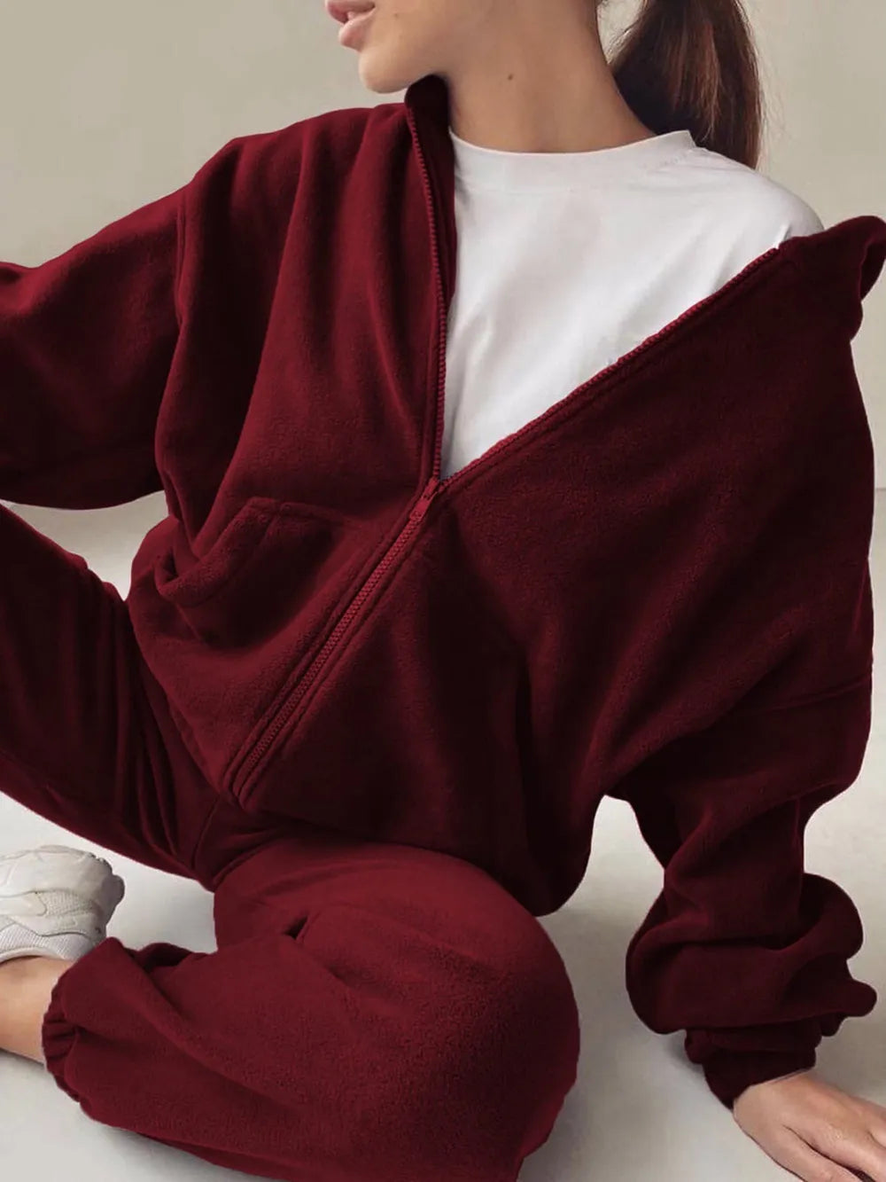 Zip Up Long Sleeve Hoodie and Joggers Set nicholesgifts