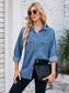 Button Up Collared Neck Denim Jacket Trendsi