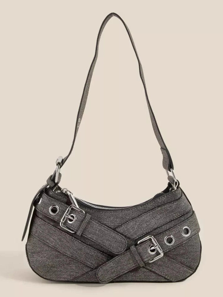 Fame Denim Belt Accent Shoulder Bag nicholesgifts