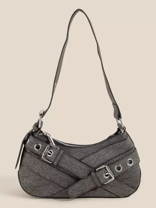 Fame Denim Belt Accent Shoulder Bag nicholesgifts