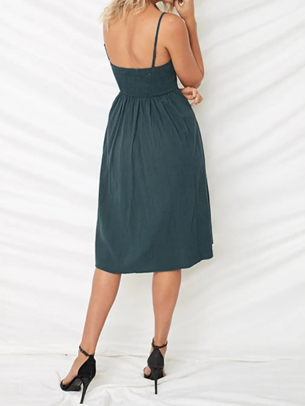 Cutout Smocked Sweetheart Neck Cami Dress nicholesgifts