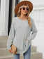 Ribbed Round Neck Long Sleeve T-Shirt nicholesgifts