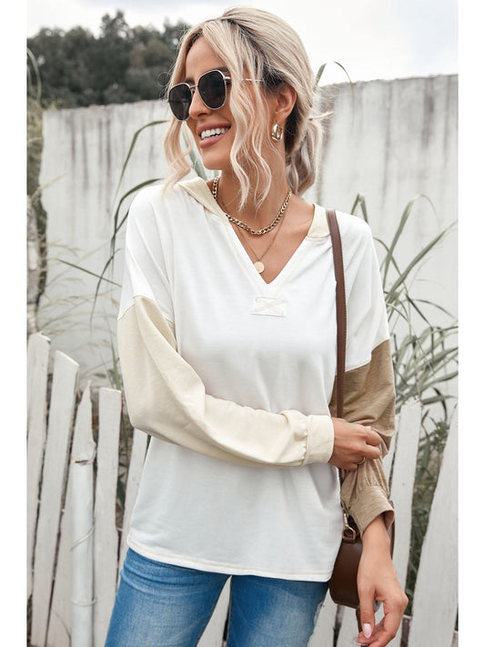 NicholesGifts Women Color Block Drop Shoulder Hoodie NicholesGifts