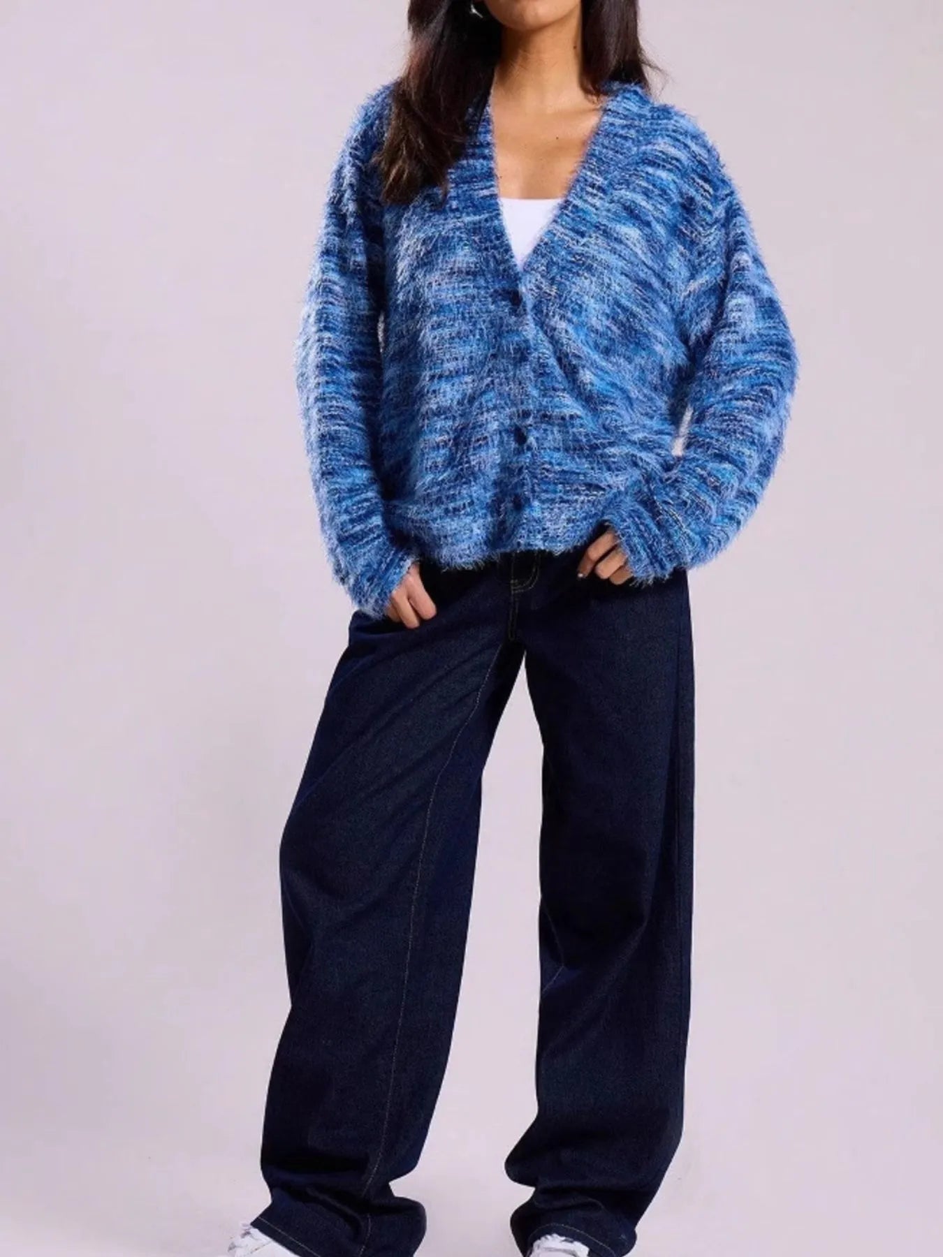 Fuzzy Button Down Chunky Cardigan