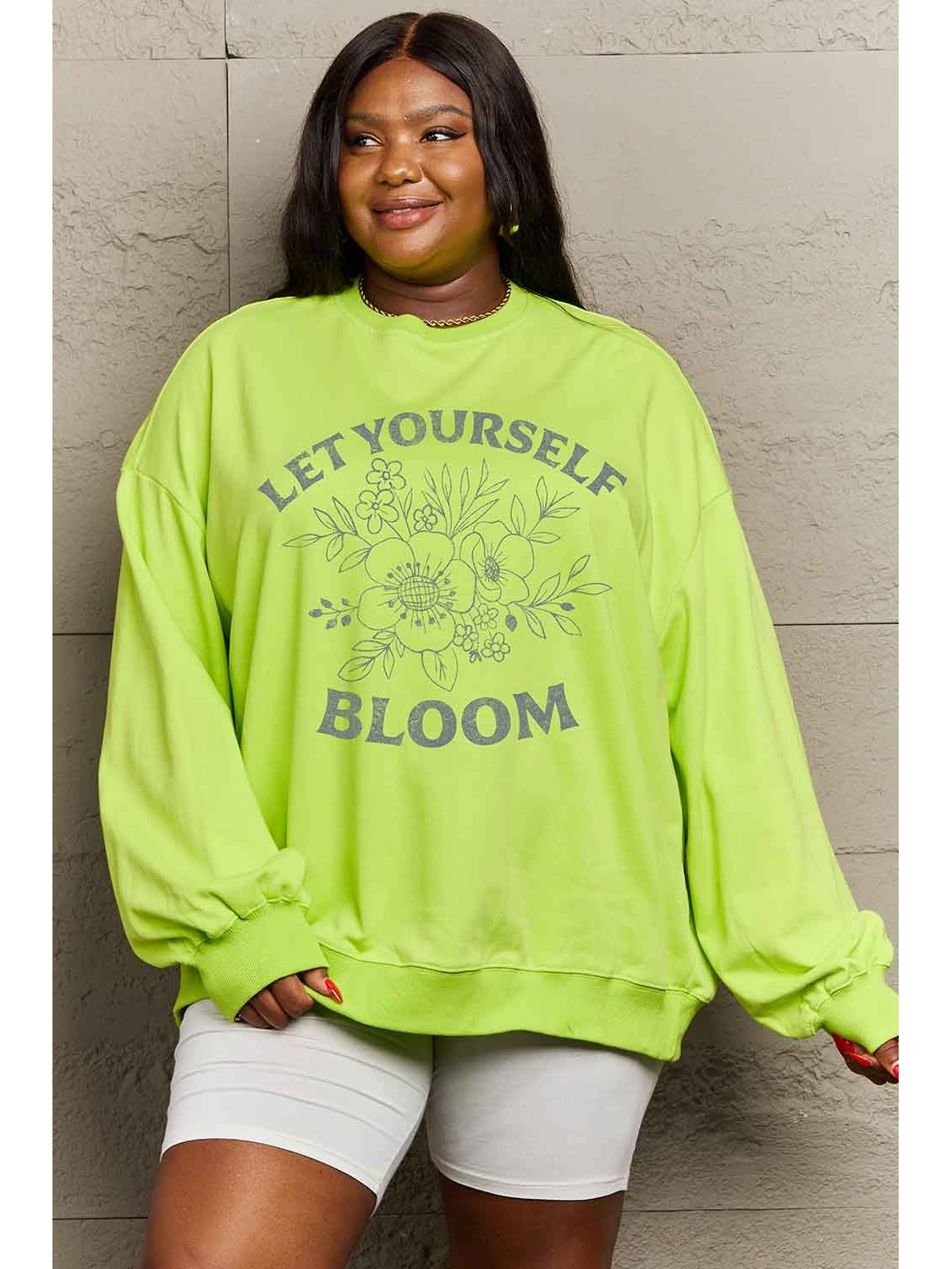 Women Simply Love Full Size Let Yourself Bloom Graphic Sweatshirt nicholesgifts