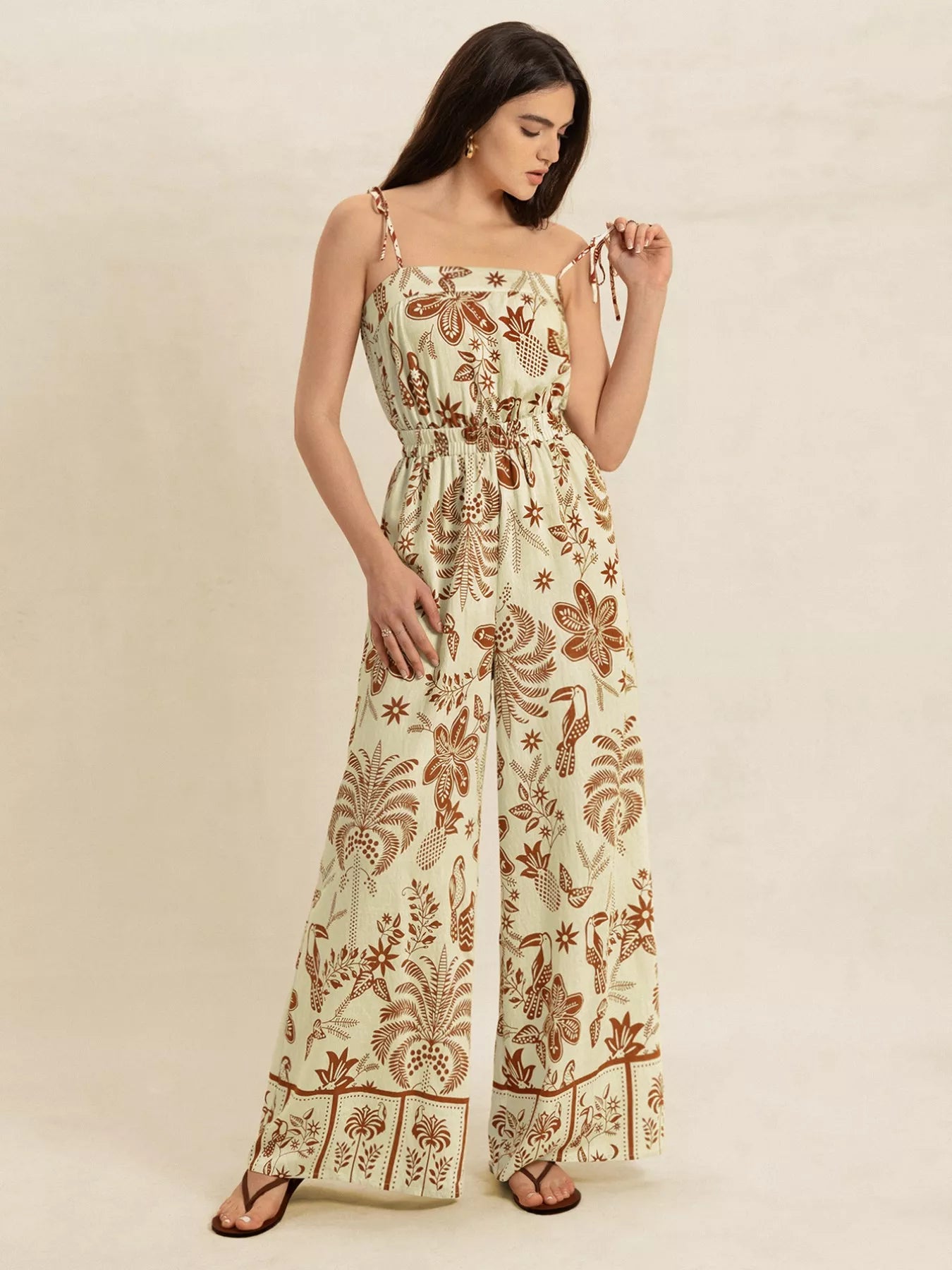 Tie Strap Wide Leg Jumpsuit nicholesgifts